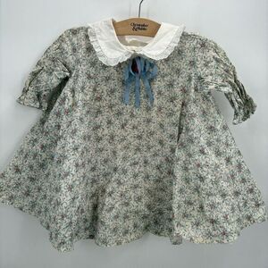 Chocolate Soup Vintage Girls Tie Lace Collar Dress With Flowers And Bows Size 6X